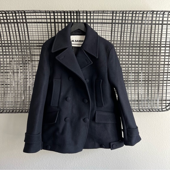 Jil Sander Jackets & Blazers - Jil Sander Double Breasted Wool Peacoat